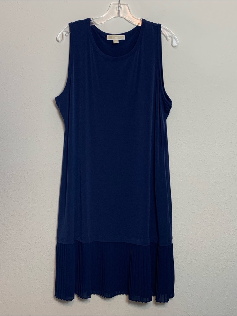 Michael Kors Sleeveless Navy Pleated-Hem Midi Dress XL Evening Office Luxury